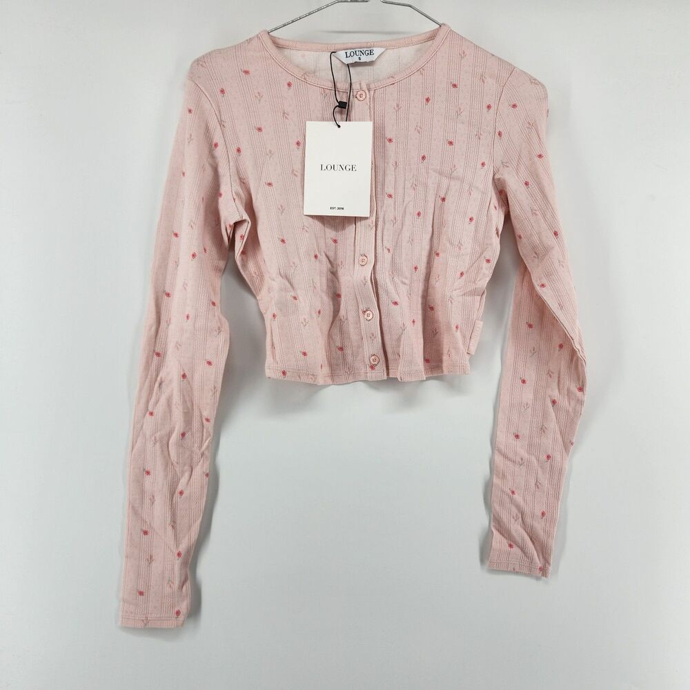 Lounge Women's Pink Small Pointelle Cardigan NWT